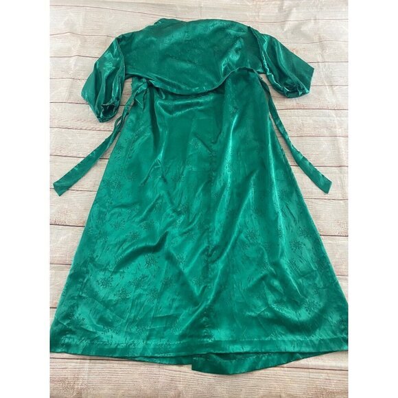 Vintage Christian Dior Kaleidescope 1980's Floral Print Green Robe - Small - Picture 9 of 12